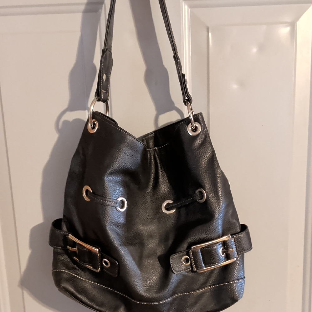 Northern Reflections Black Shoulder Bag with Buckle Accents